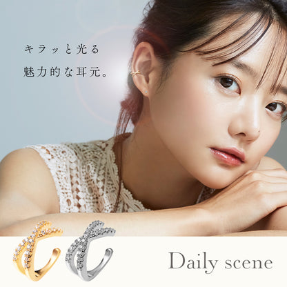L'a Poume (ラポーム)　イヤーカフ CZクロス　 シルバー925